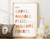 Spanish Kids Affirmations Wall Art Poster | Colorful Quote Prints and  Motivational Posters for Children Spanish Playroom or Nursery Decor