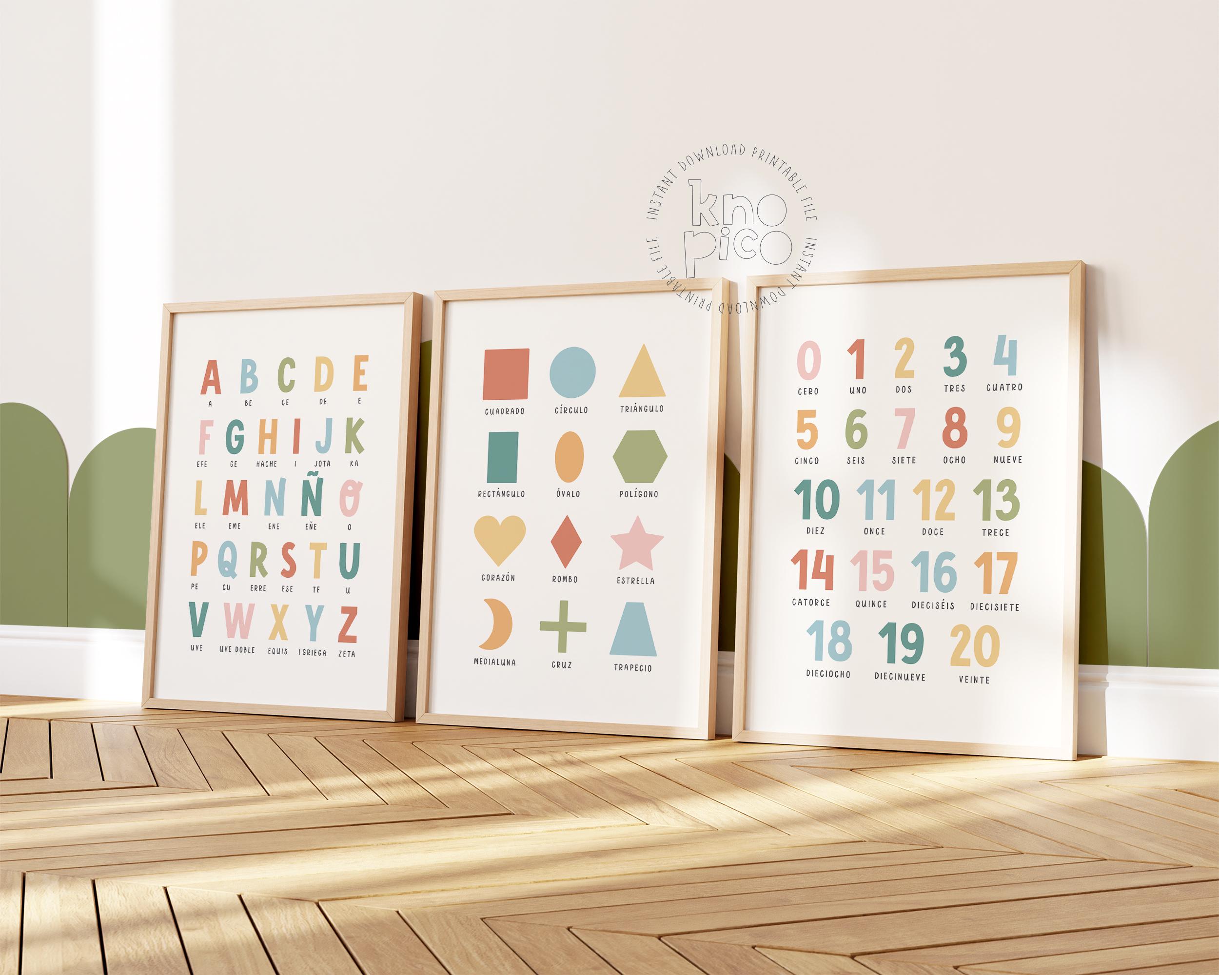 Spanish Poster for Kids Learning With Alphabet Poster Numbers Print and ...