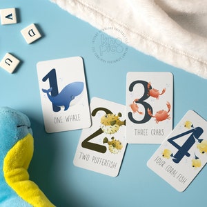Flashcards for Learning Numbers to 10 with Ocean Animals: Under the Sea Counting Adventure