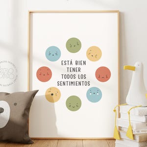Spanish Feelings Poster and Emotional Support for Toddler | Kids Emotions Chart Printable for School Counselor and Therapy Office Decor