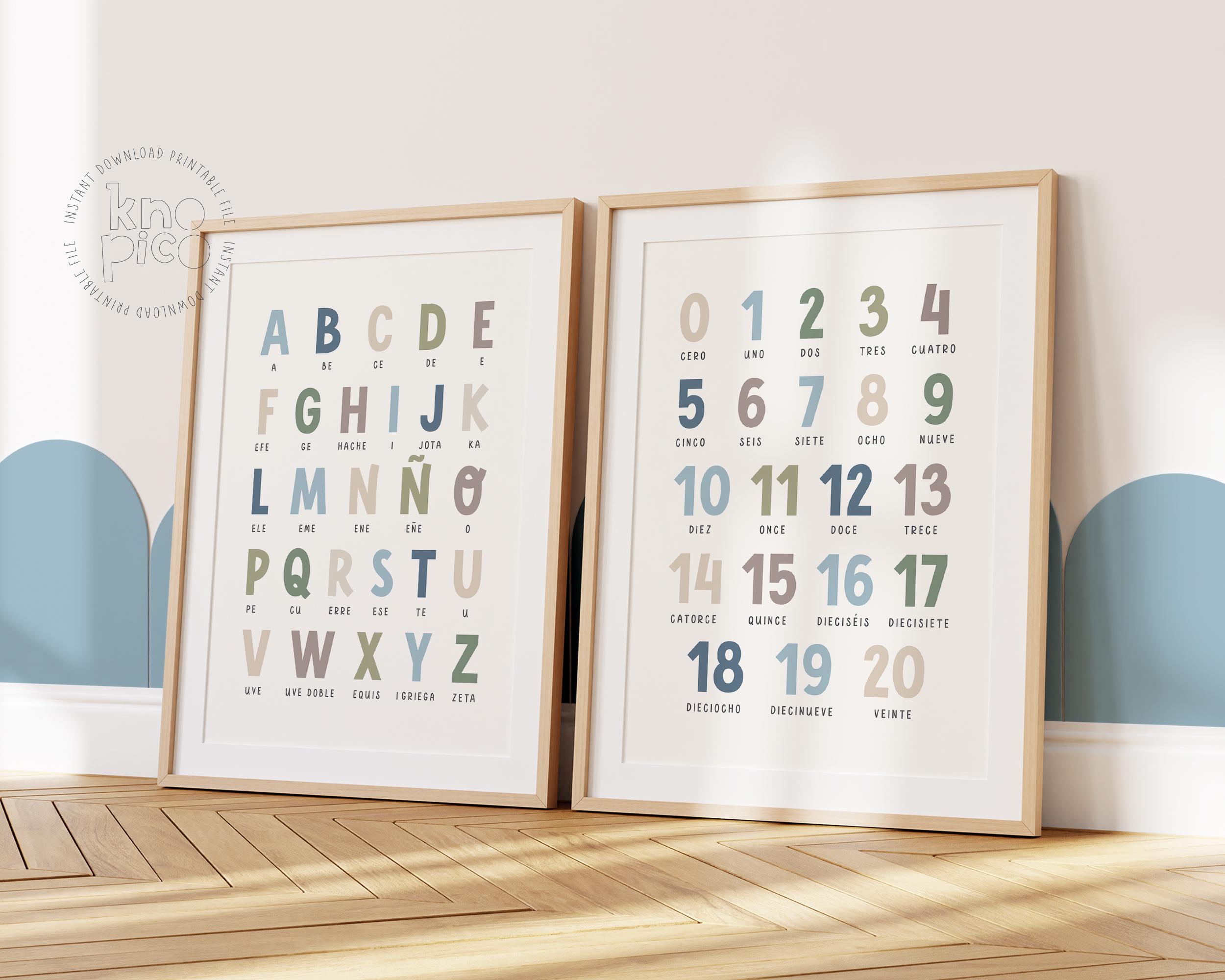 Spanish Educational Posters Set of 2 Kids ABC Print and Numbers ...