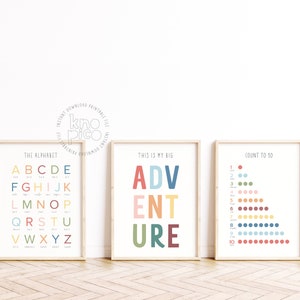 Impulse el viaje de aprendizaje de su hijo con este exclusivo juego de 3 carteles para la sala de juegos infantil