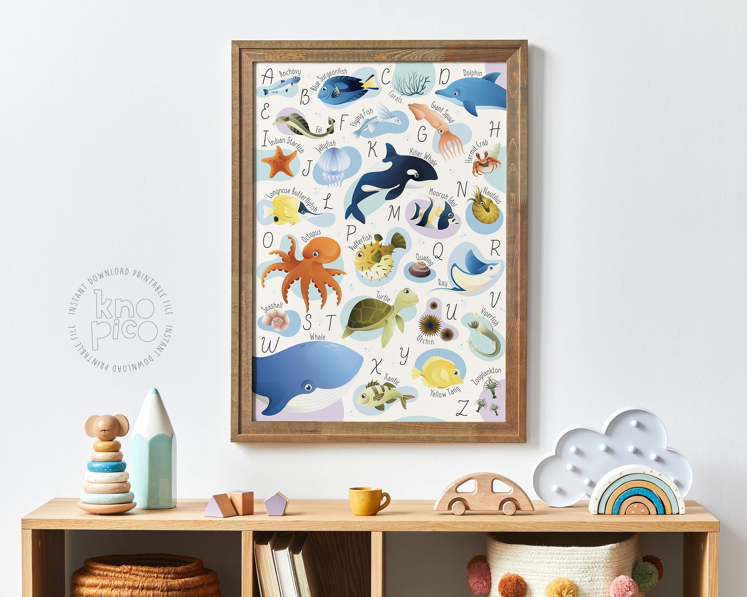 Ocean Animal Alphabet and ABC Poster for Kids | Educational Under the ...