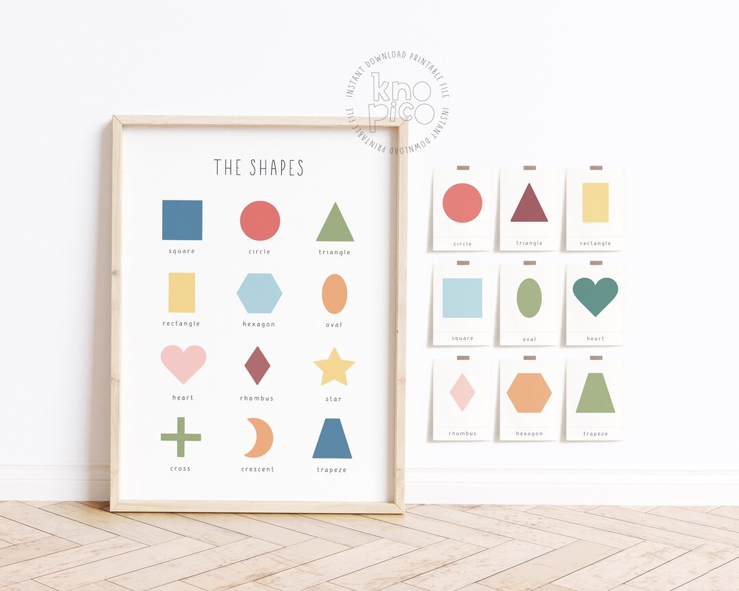 Educational Shapes Poster and Printable Flashcards for Kids Learning ...