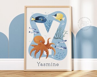 Personalized Name Sign for Nursery | Custom Baby Name Print | Digital Kids Room Wall Art | Downloadable Initial Poster for Toddler Bedroom
