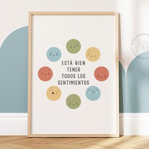 Feel Your Feelings Poster in Spanish: Mental Health and Emotional Learning Printable for Kids | Therapy Wall Art Decor & Inspirational Quote