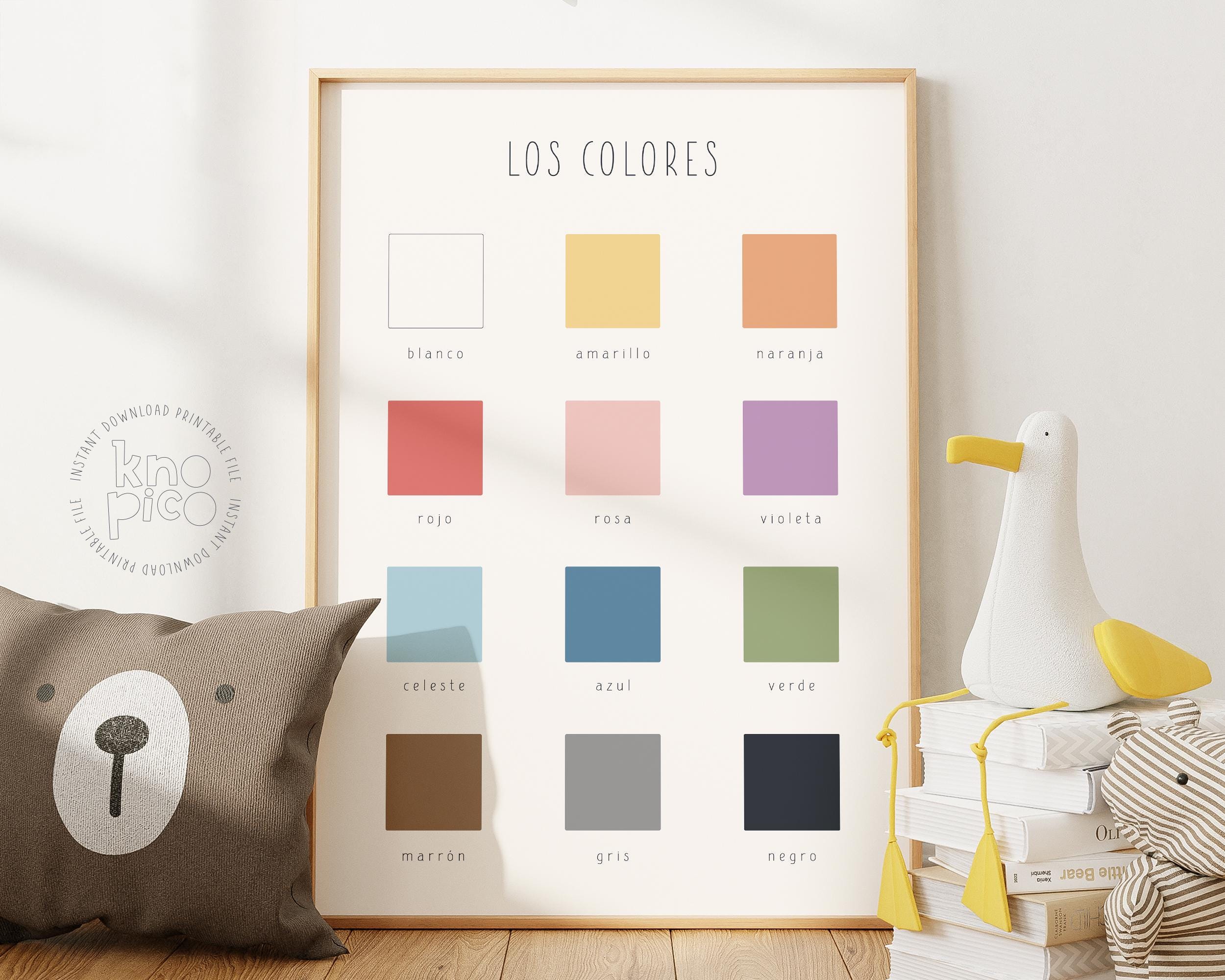 Spanish Educational Posters for Kids Colors Learning | Bilingual ...