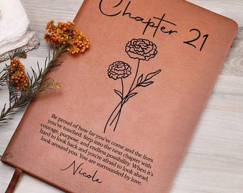 21st Birthday Personalized Leather Journal for Her