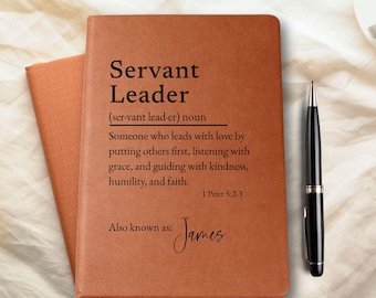 Cuaderno de cuero para líderes servidores, pastores y maestros en la fe