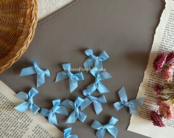Blue Satin Ribbon Bows | Handmade Ribbon Bows | Blue Colour | Event Favours