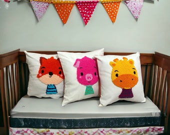 Punch kidsroom decoration,Pillow case, Wall decor organizer,Animal-themed design