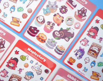 Ghibli Bakery Maplestory Cute Sticker Sheets Journalling Decals Waterproof
