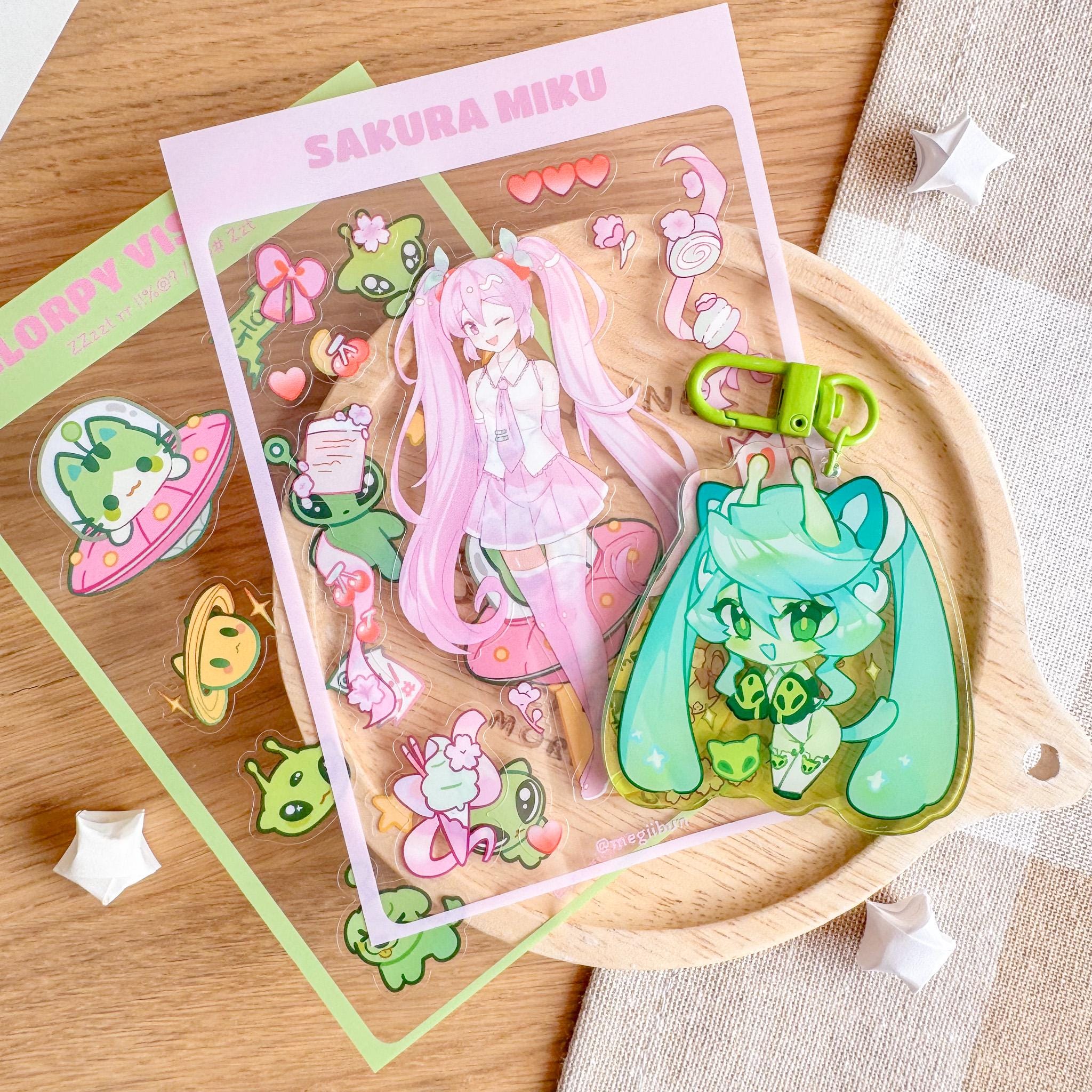 Glorpy Hatsune Miku Acrylic Keychain - Sakura, Snow Miku, Sticker