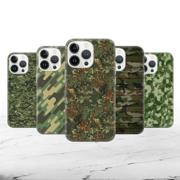 Camouflage Telefoonhoesje Camo Esthetische Cover voor iPhone 15 14 13 12 Pro Xs SE Samsung S24 S23 S22 FE A25 A15 Pixel 8A 7 Pro