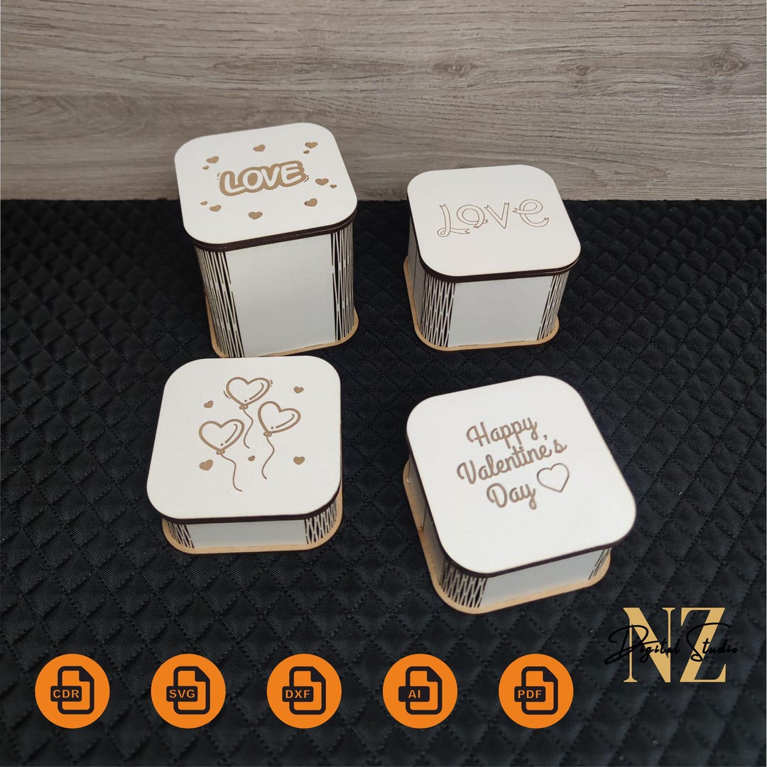 Laser Cut Valentines Day Box SVG DXF Digital File - Etsy