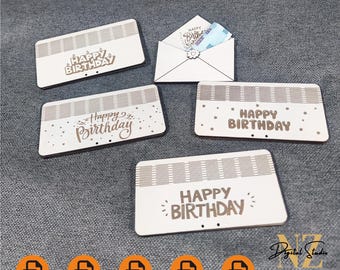 レーザーカットキャッシュホルダーセット：誕生日デザイン（デジタルファイル）