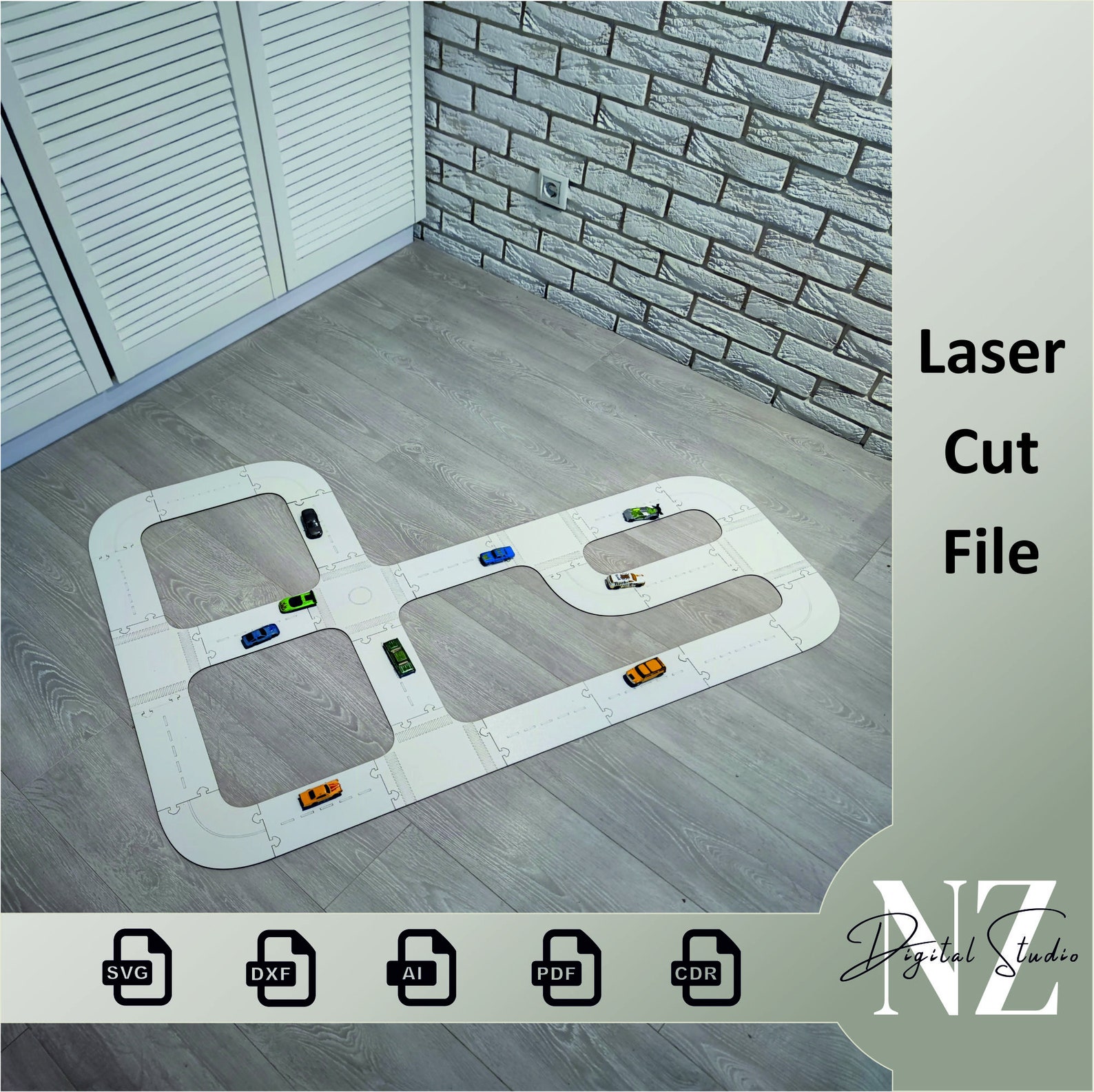 Vector File Auto Track Wooden Road Track Wood Game Wooden Toys Laser ...