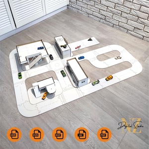 Raceautobaan, houten spel, houten speelgoed, houten speelgoedautogarage, speelgoedautoparkeergarag Lasergesneden bestand DXF, SVG, CDR