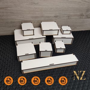Digital file Cut Box template with Flip up lid Storage box - 10 different size