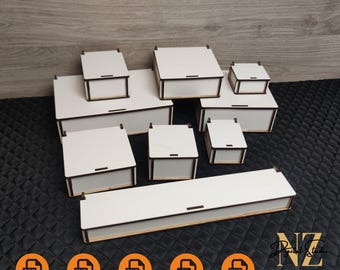Digital file Cut Box template with Flip up lid Storage box - 10 different size