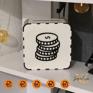 Piggy bank money saving cash box Laser Cutting, Digital Download