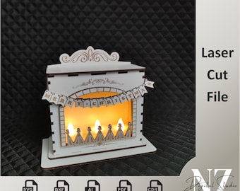 クリスマス暖炉、レーザーカット SVG DXF PDF ベクターファイル、Glowforge およびカッティングマシン用