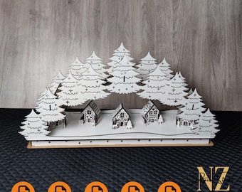 デジタルレーザーカットファイル クリスマスタウンナイトデコレーション 3D 木造住宅 svg dxf