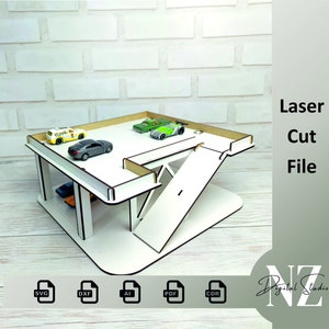 Digitaal bestand speelgoed parkeren model dxf-bestanden voor lasergesneden bestanden multiplex laser cnc model parkeren hotwheels auto dxf patroon