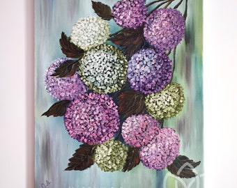 Hydrangea oil painting  on a stretched canvas