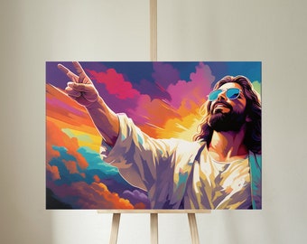 Jesus Christus Frieden auf gerahmter Leinwand in verschiedenen Größen als Digitaldruck für Wohnzimmer oder als Geschenk Idee