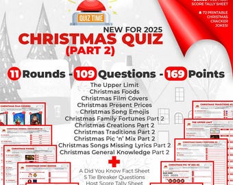 Christmas Trivia Quiz 2 | 109 Questions, Family Party Game (Printable PDF)