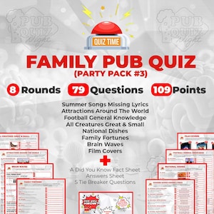 Family Pub Quiz: Printable Trivia Game with 8 Rounds (PDF Download)