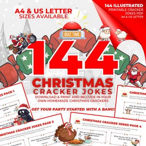 Christmas Cracker Jokes: Printable Holiday Fun + Bonus Story (PDF-Download - A4 + US LETTER)