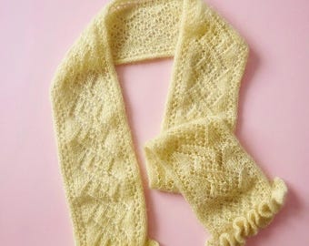 Lace Mohair Scarf Knitting Pattern, lace skinny scarf,  language English, German