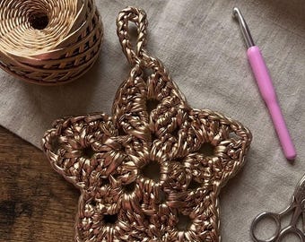 Crochet Star Pattern, Christmas Ornament Crochet Pattern PDF, Easy Crochet Holiday Tree Decoration