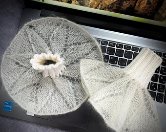 Knitting Pattern – Lace Cuffs / Ruffles Snow Veil, Removable Sleeve Extenders PDF English, German, French