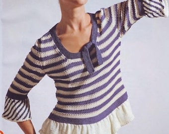Womens Summer Knit Top Pattern: Easy Vintage 1990s Design (PDF Pattern)