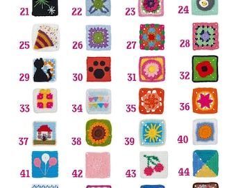 Granny Square Crochet Ebook: 50 Designs (Digital Download)