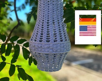 Crochet Pattern Chandelier Madelon, Crochet Pattern Lampion, Crochet Tutorial Boho Summer Lampions, Boho Lamp, DIY Crochet Lamp Cover