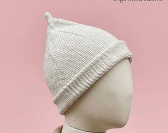 Cozy Pixie Cap Knitting Pattern PDF, Pointed Adult Bonnet Instruction, Easy Seamless Knit Beanie Pattern