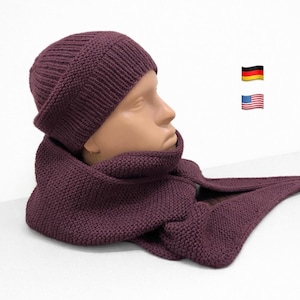 Simple Hat & Scarf Set – Knitting Pattern English and German PDF