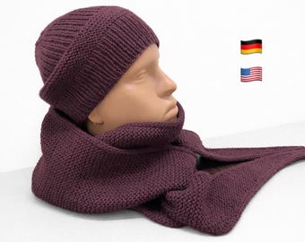 Simple Hat & Scarf Set – Knitting Pattern English and German PDF