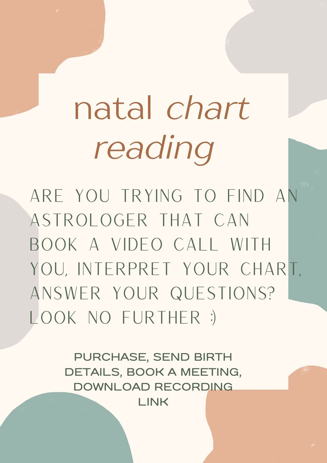 Natal Chart Reading, Indepth Birth Chart Reading, Video or Sound Etsy