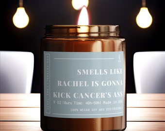 Custom Cancer Gift, Gift for Cancer Warrior, Gift for Cancer Patient, Funny Cancer Gift Box, Kick Cancer's Ass Gift, Cancer Candle for Her