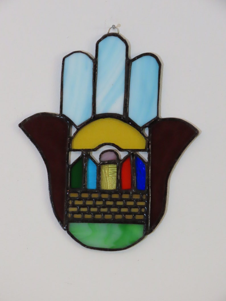 Stained Glass Hamsa, Jerusalem, Western Wall, Window Wall Decor
