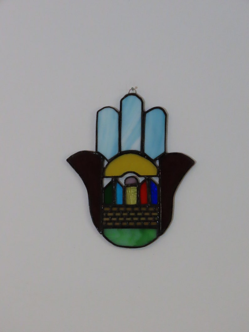 Stained Glass Hamsa, Jerusalem, Western Wall, Window Wall Decor