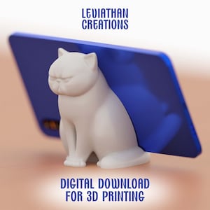 STL-bestand schattige knorrige kat met plat gezicht | Telefoonstandaard | 3D-afdrukbaar | STL-bestand | STL-model | Kattencadeau | Smartphonestandaard | Direct downloaden
