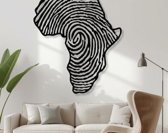 Afrikaanse vingerafdrukkaart, metalen muurkunst, erfgoedhuisdecoratie