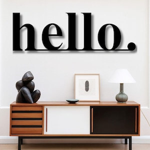 Hello Metal Wand Kunst - Moderne Typografie Wanddekoration - Minimalistisches Eingangsschild