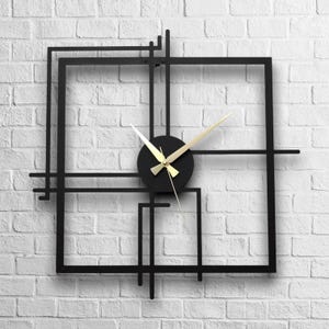 Modern Metal Wall Clock: Minimalist Geometric Art, Silent Movement